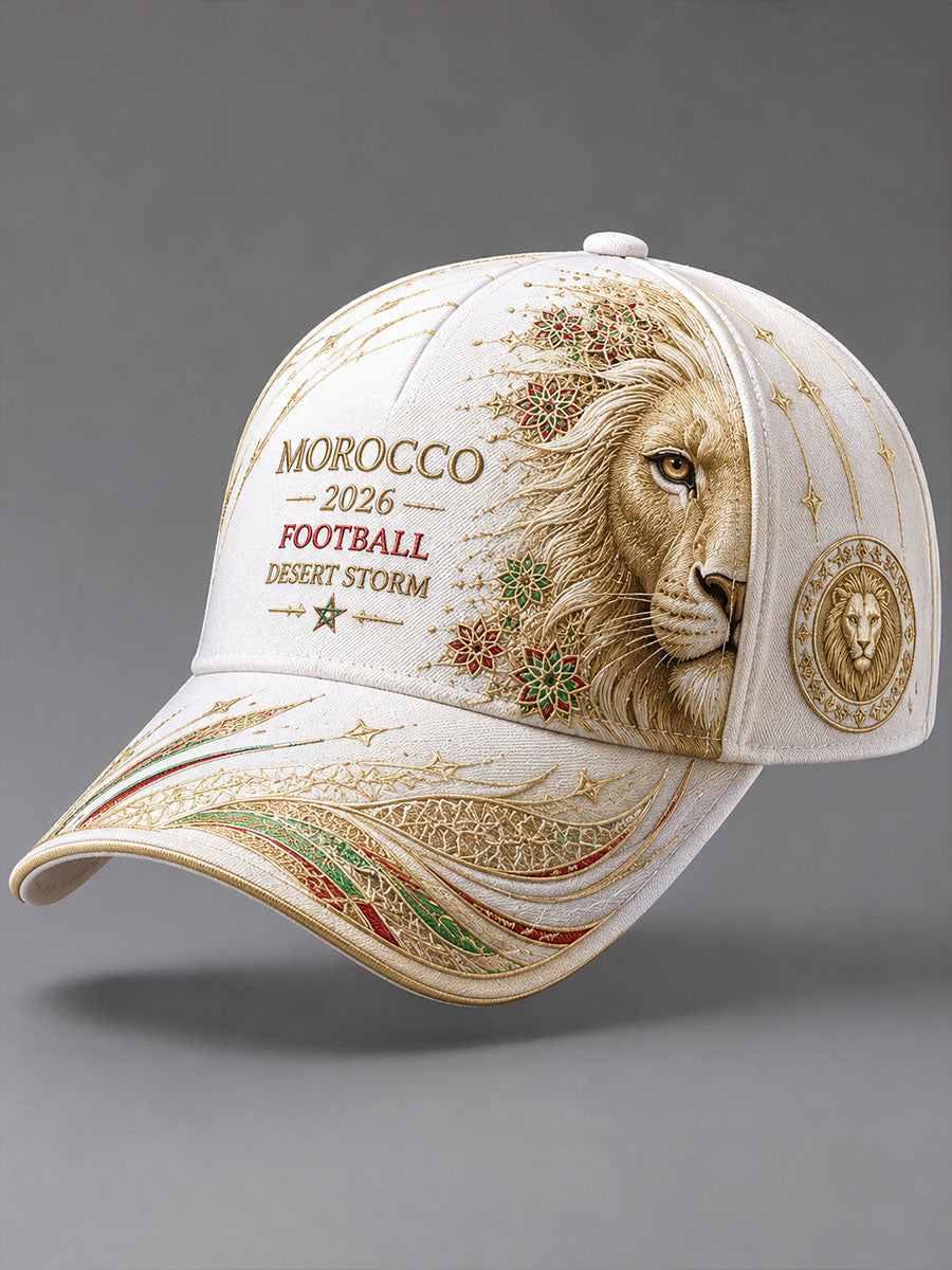 2026 Maroc Football Lion Imprimer Unisexe Chapeau