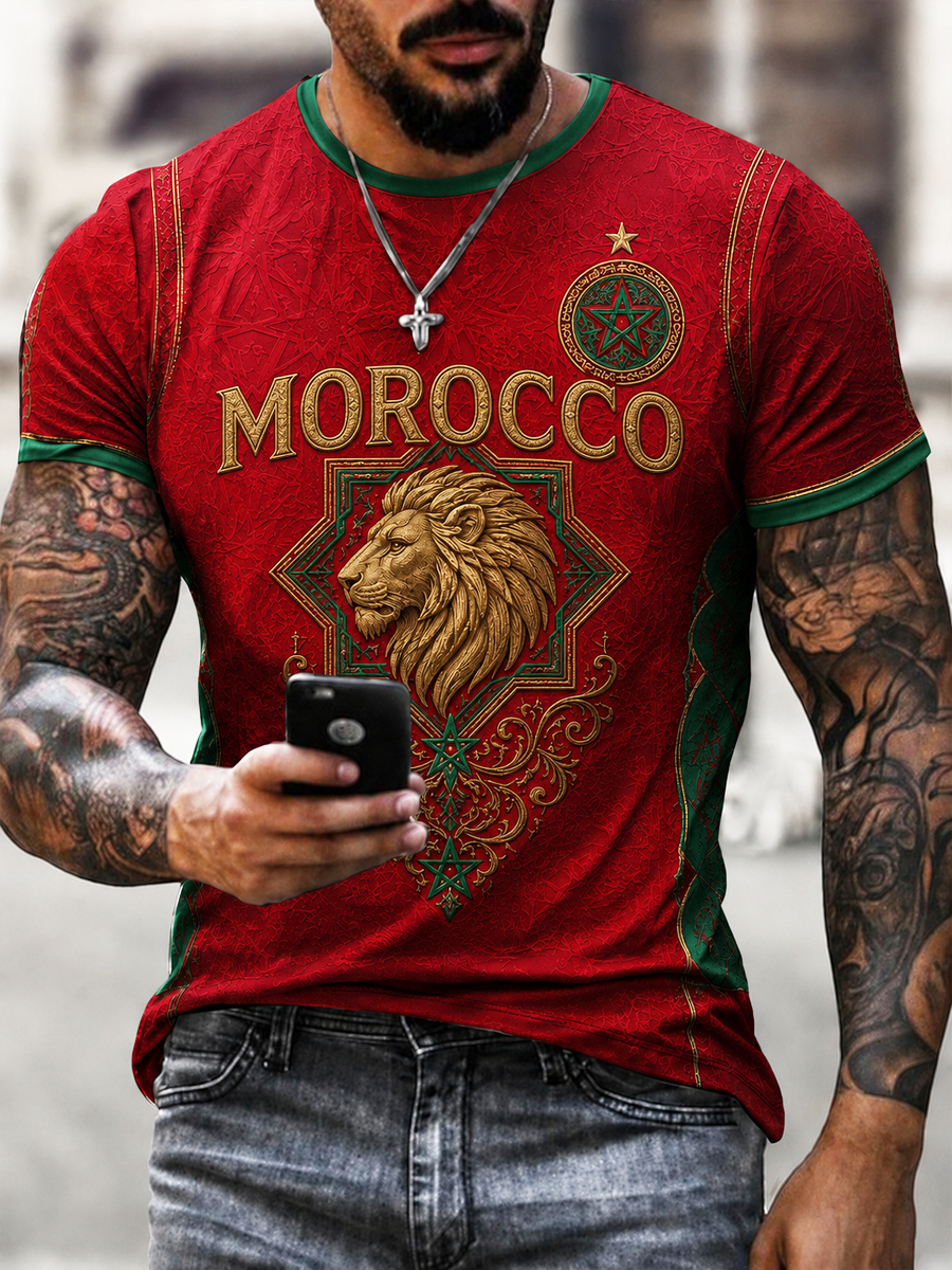 T-shirt manches courtes imprimé Maroc pour homme