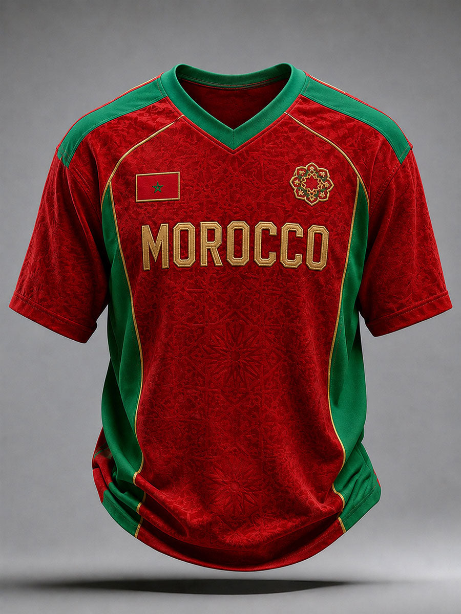 T-shirt décontracté pour hommes avec imprimé du football marocain