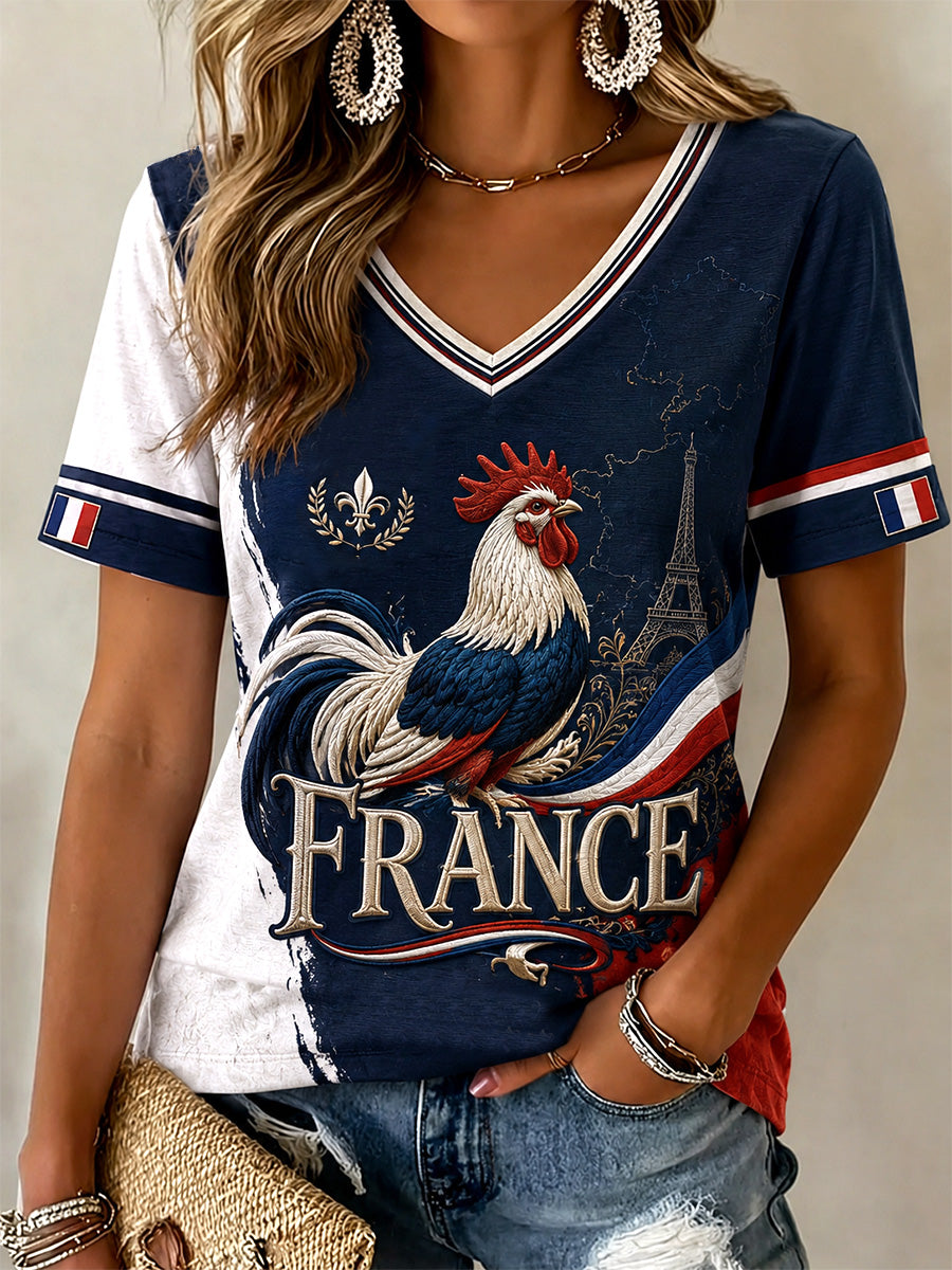 T-shirt décontracté pour femmes avec imprimé français
