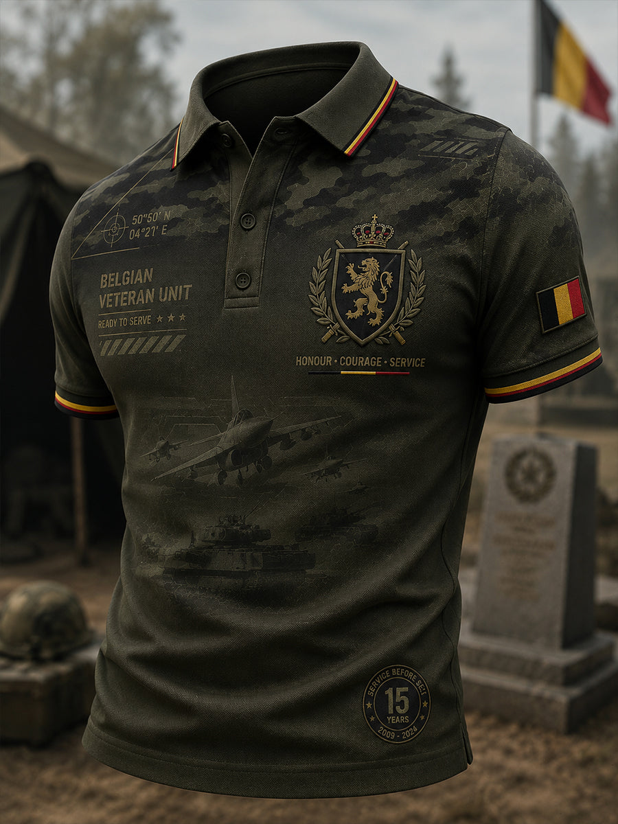 Polo Homme Manches Courtes Imprimé Camouflage Militaire