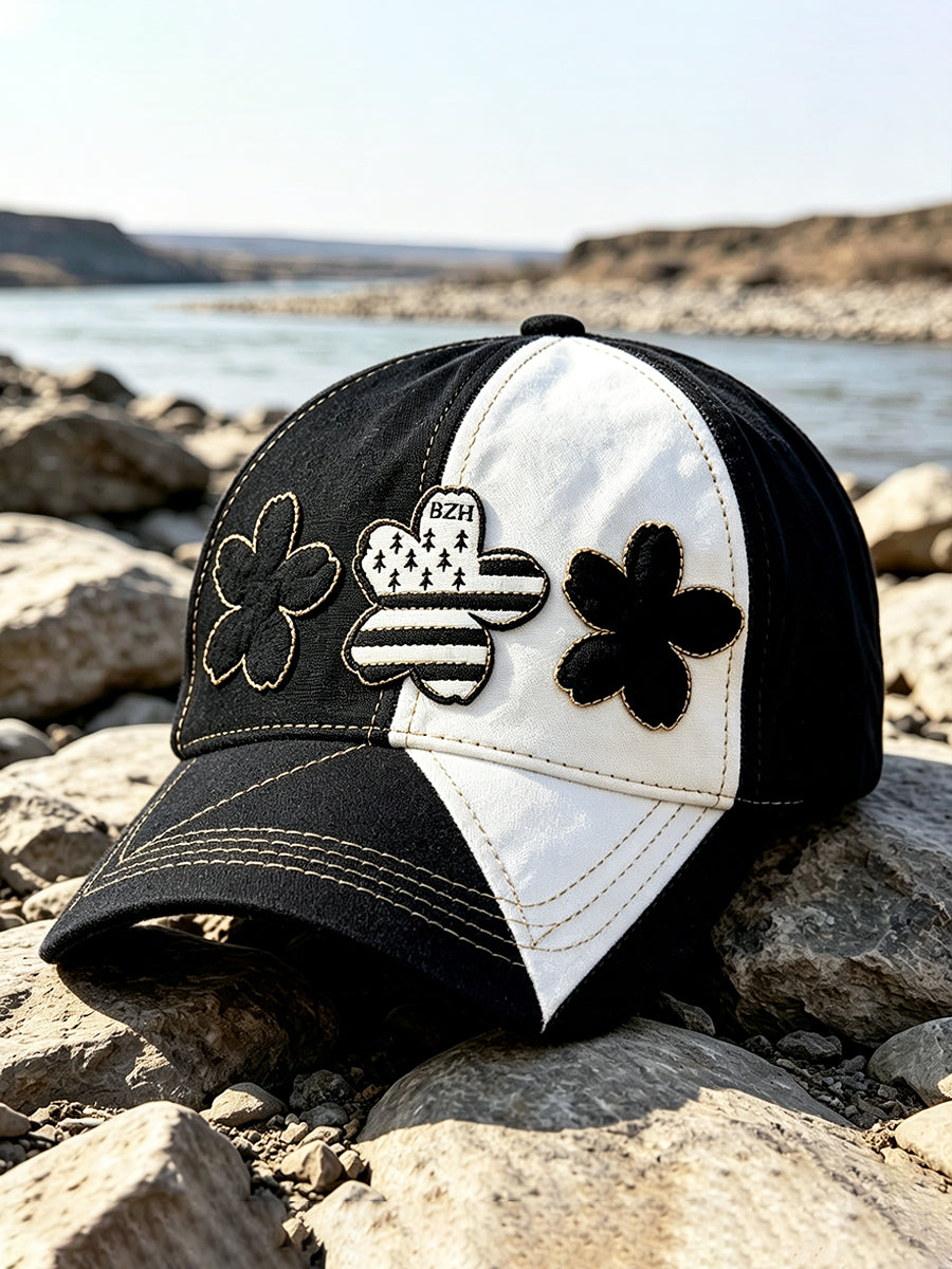 Chapeau décontracté à imprimé patchwork mignon, style breton français