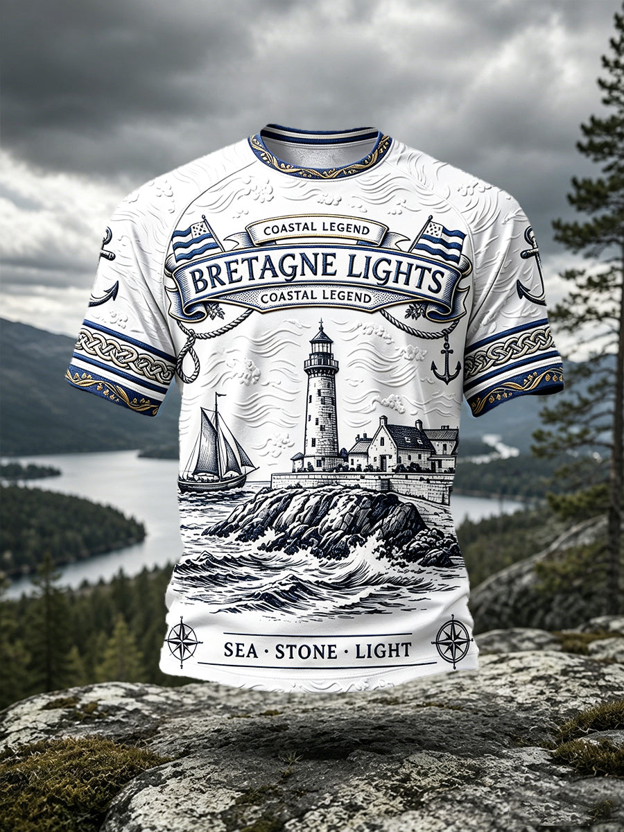 T-shirt Décontracté Homme Blanc Bretagne Française Héritage Imprimé