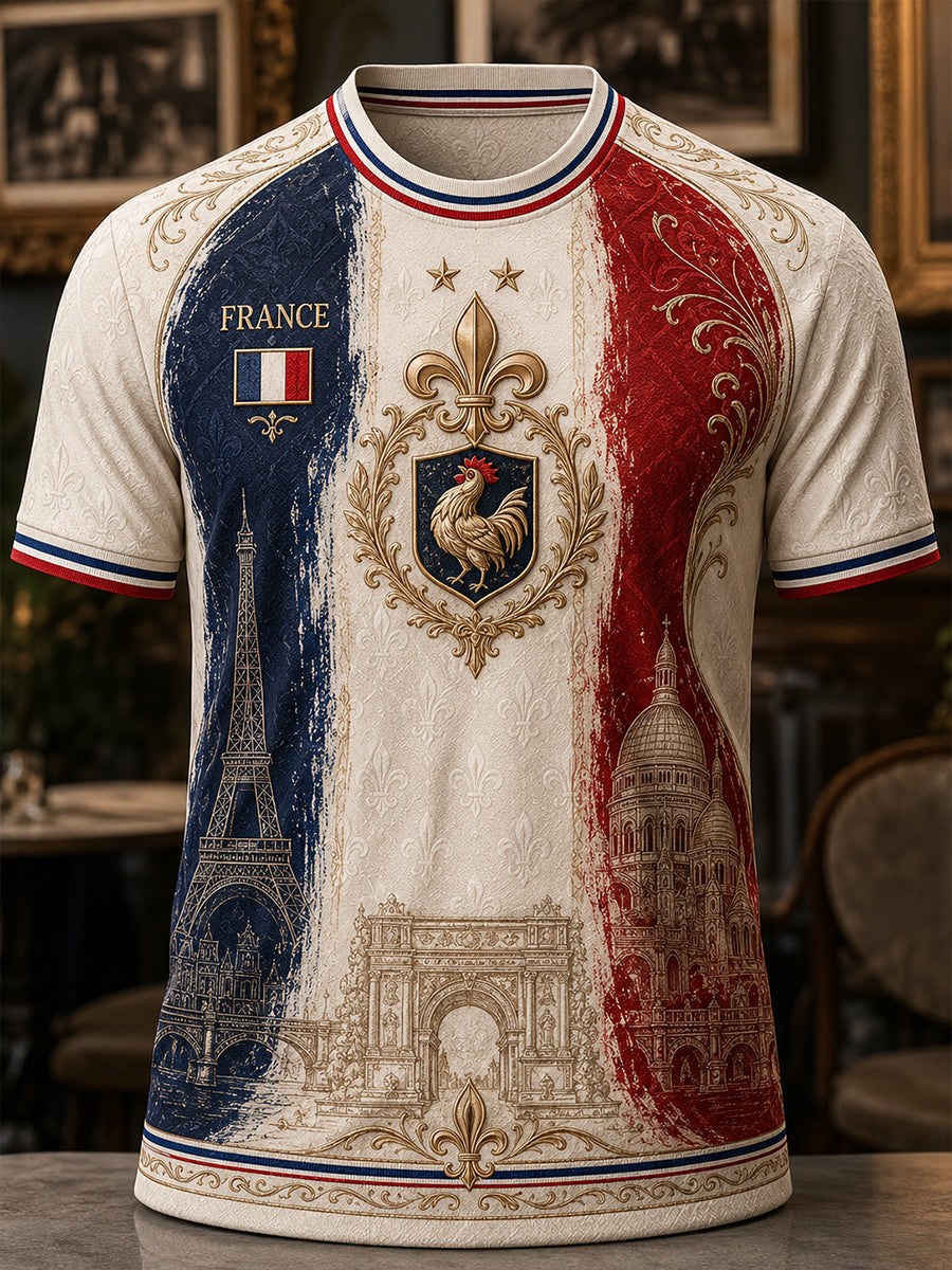 T-shirt à manches courtes Commémoration patriotique française pour homme