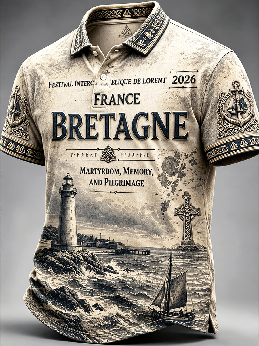 Polo décontracté pour homme à imprimé nautique, Festival celtique de Lorient, France