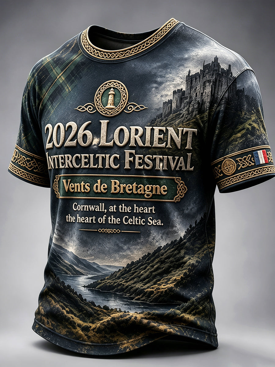 T-shirt décontracté à imprimé festival celtique de Lorient français pour hommes