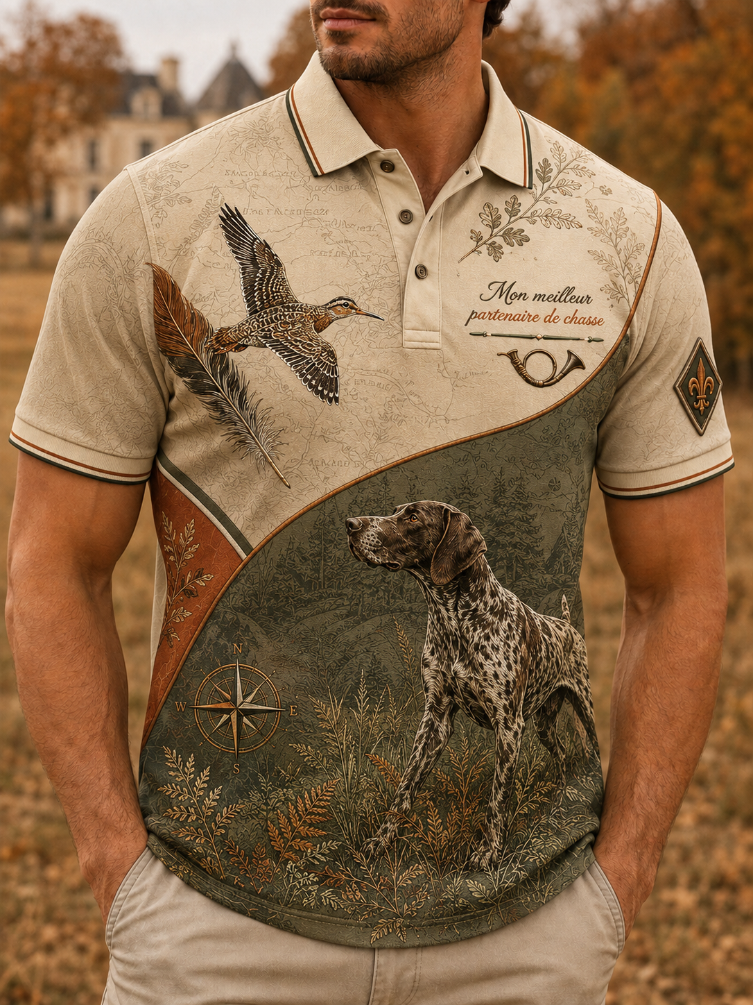 T-shirt manches courtes de saison de chasse française pour hommes