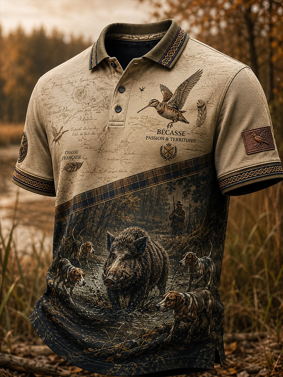 T-shirt manches courtes de saison de chasse française pour hommes