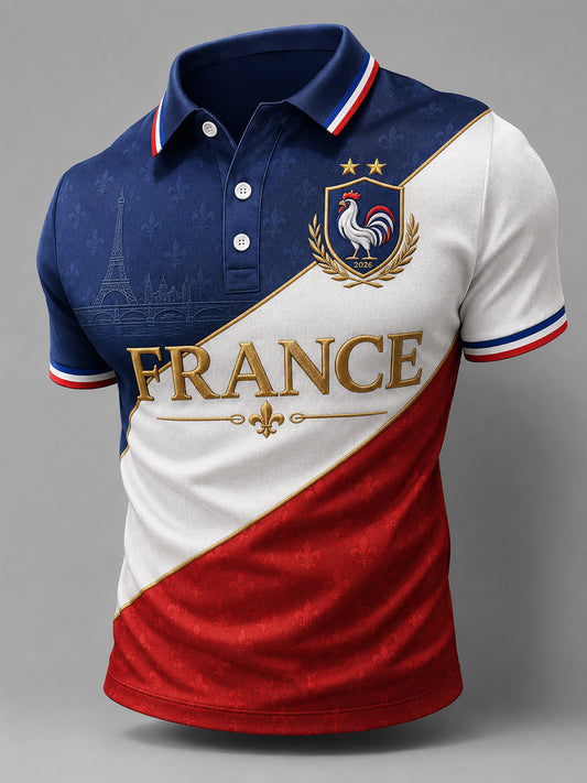 Hommes Cadeau Pour Les Fans De Football France Imprimer Polo Décontracté