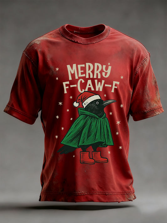 Men's Merry F-Caw-F Christmas Printed Unisex Oversized T-shirt