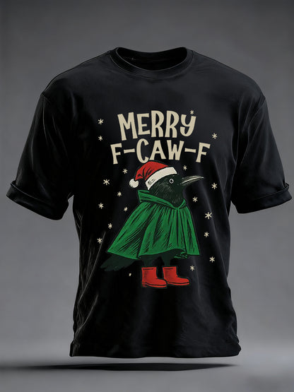 Men's Merry F-Caw-F Christmas Printed Unisex Oversized T-shirt