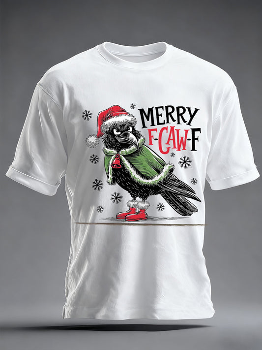 Men's Merry F-Caw-F Christmas Printed Unisex Oversized T-shirt