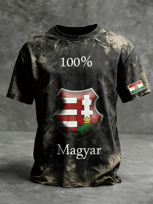 Férfi rövid ujjú póló a magyar címernyomtatással