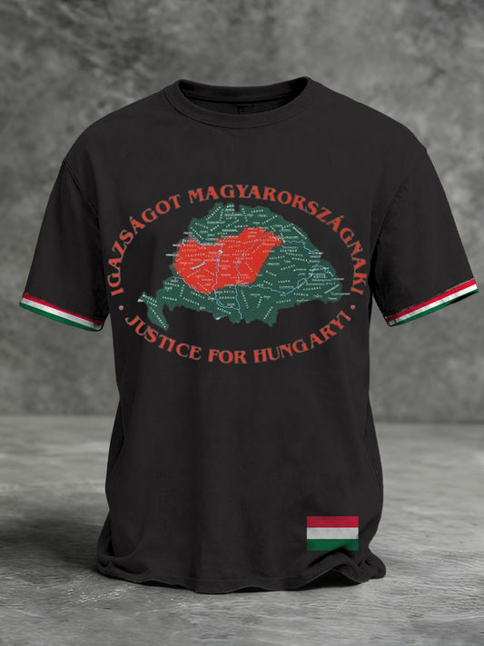 Férfi merész "justice for hungary" térkép grafikus póló