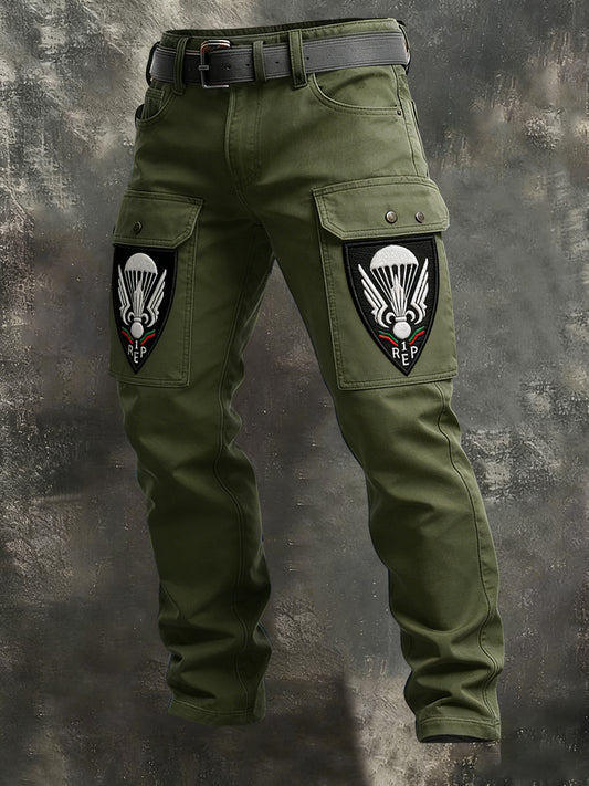 Rétro Français Légion Étrangère Paratrooper Badge Pantalon de Travail Décontracté