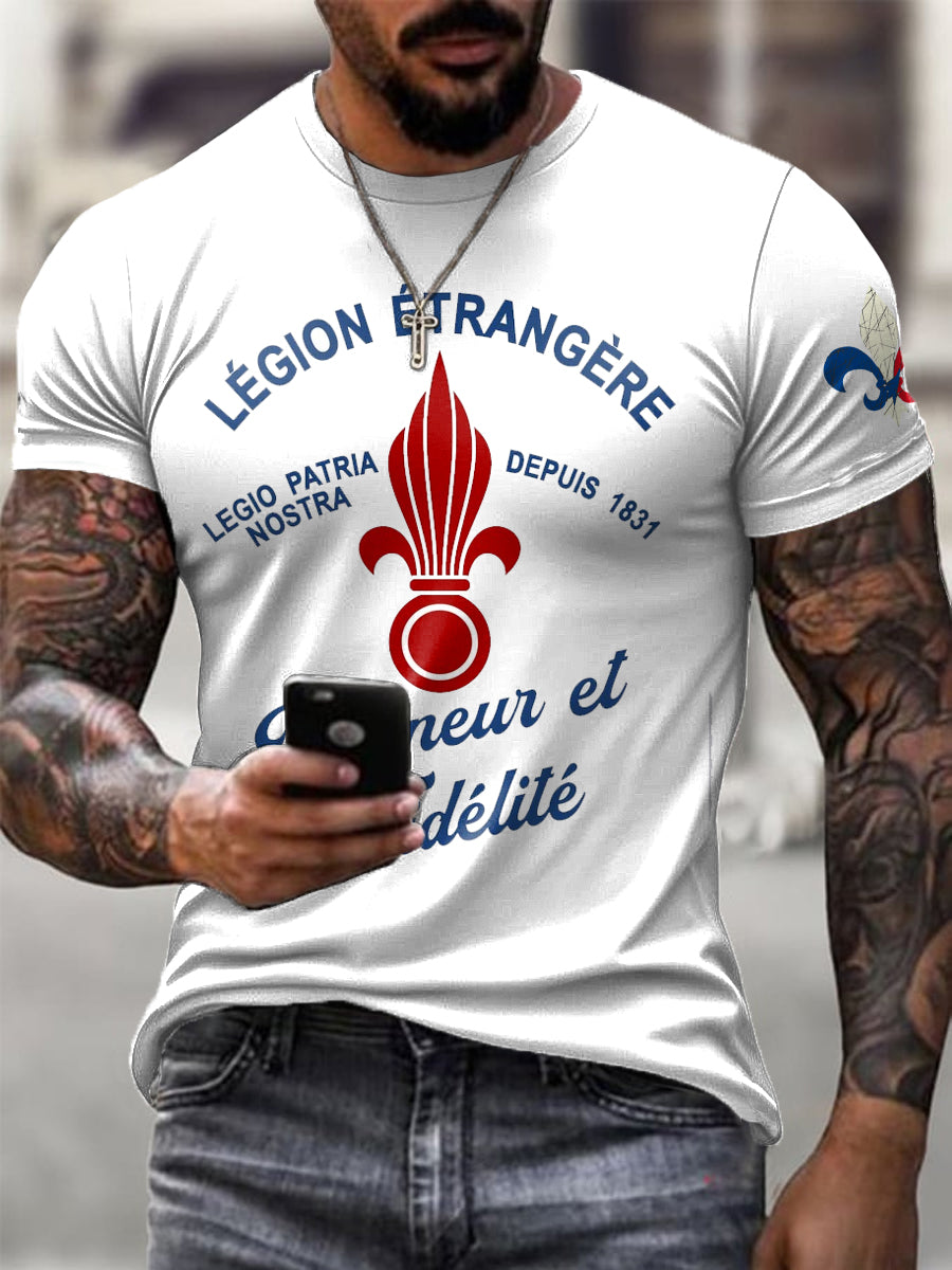 Rétro Légion étrangère française honneur et loyauté T-shirt décontracté