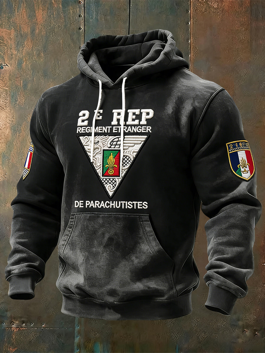 Sweat à capuche décontracté rétro français 2e régiment de parachutistes étrangers