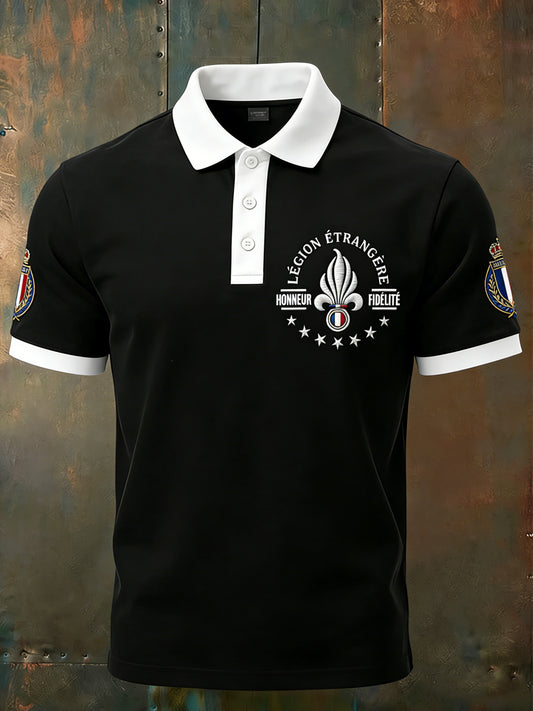 Polo à manches courtes décontracté emblème de la Légion étrangère française rétro