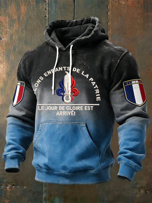 Rétro Français Légion Étrangère Emblème Dégradé À Capuche Décontracté