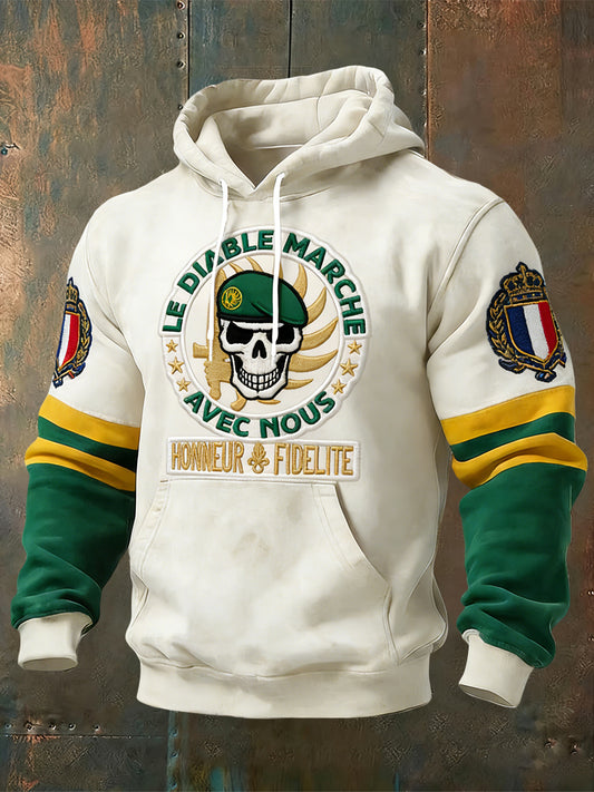 Rétro Légion étrangère française Patchwork Casual Hoodie