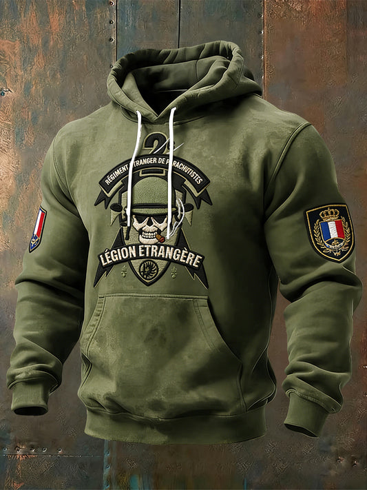 Rétro Français Légion Étrangère Crâne Casual Hoodie