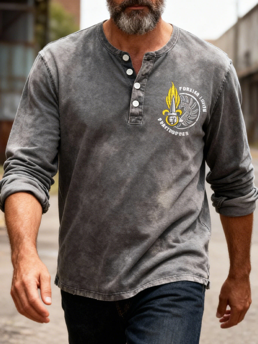 Rétro Français Légion étrangère Parachutiste Casual Henley