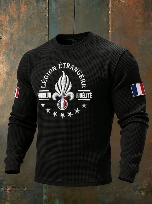 Rétro Français Légion Étrangère Badge Décontracté Waffle Weave T-Shirt