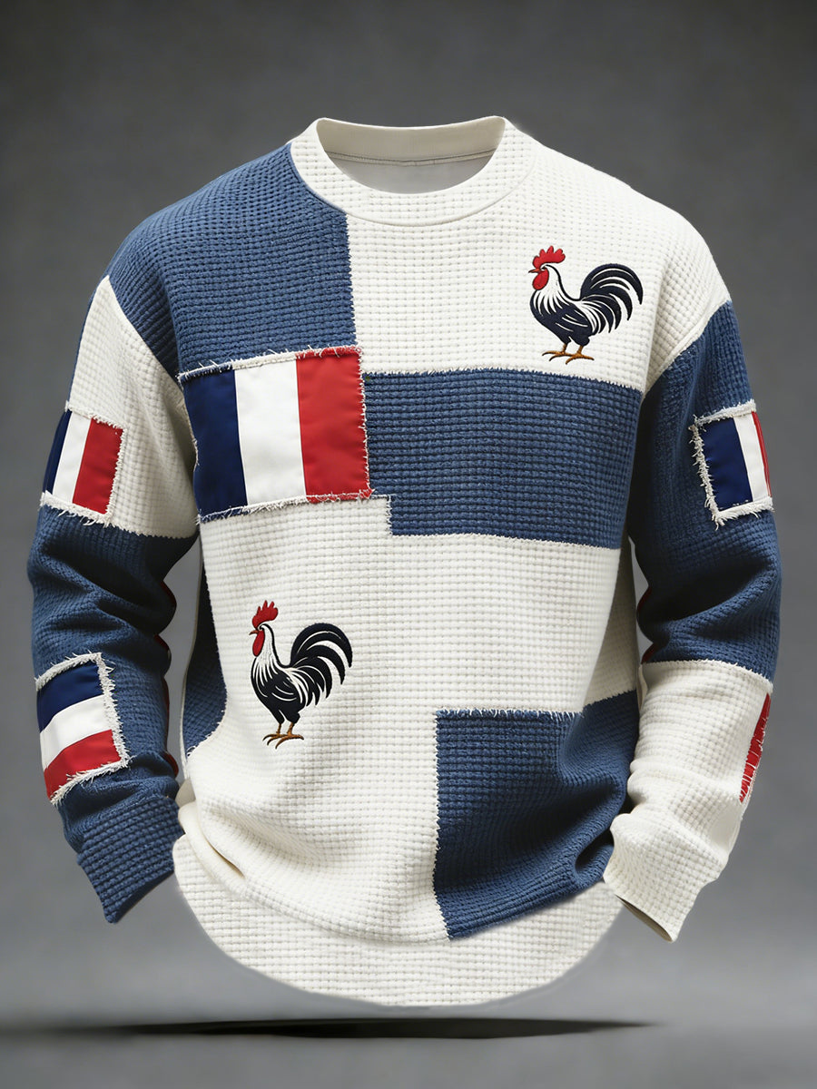 T-shirt à manches longues Drapeau Français Le Coq Gaulois pour homme