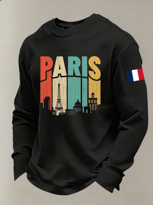 Chemise Homme À Manches Longues Imprimée Style Français