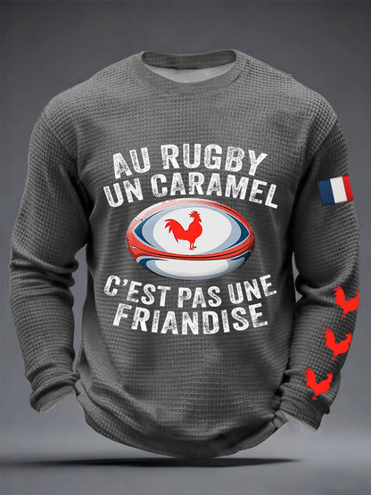 T-shirt à manches longues Au Rugby Un Caramel Waffle Homme