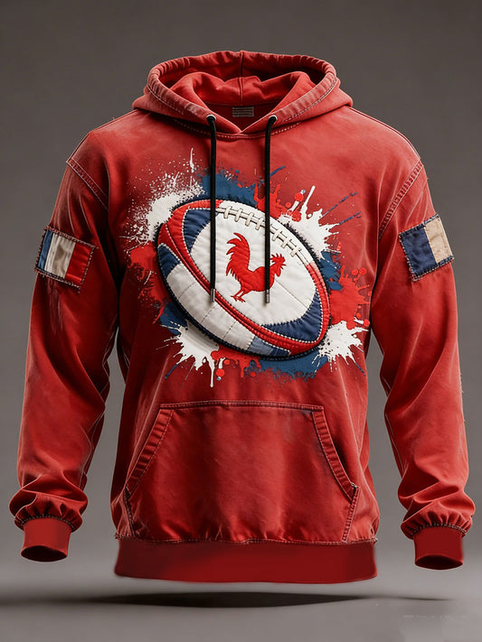 Sweat à capuche oversize à épaules dénudées avec poches France Rugby Homme