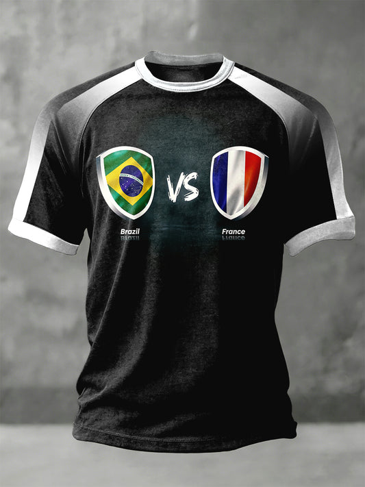 Hommes France Brésil 2026 Coupe du Monde Imprimé T-shirt de Football