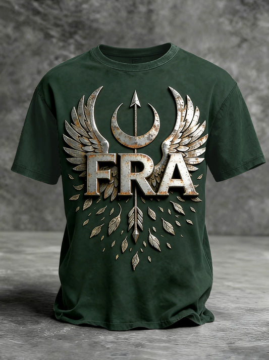 T-shirt décontracté vert French FRA 3D Wing Print pour homme