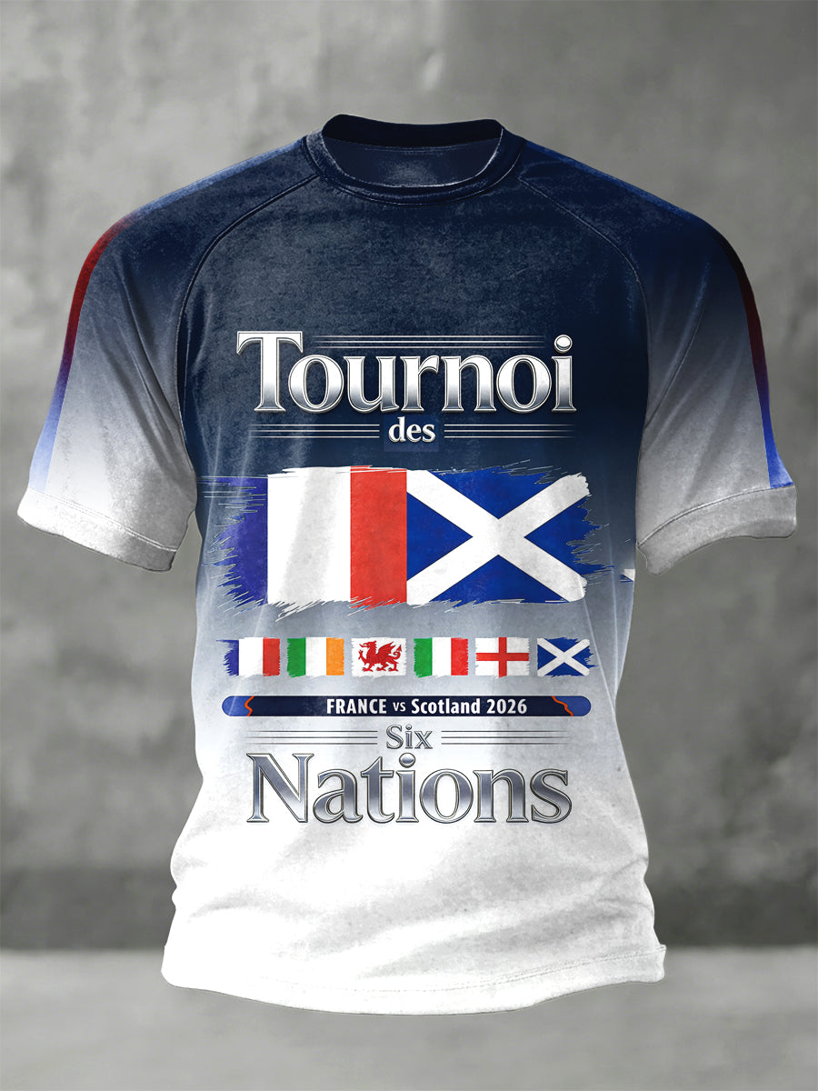 T-shirt dégradé France vs Écosse Rugby Six Nations Homme