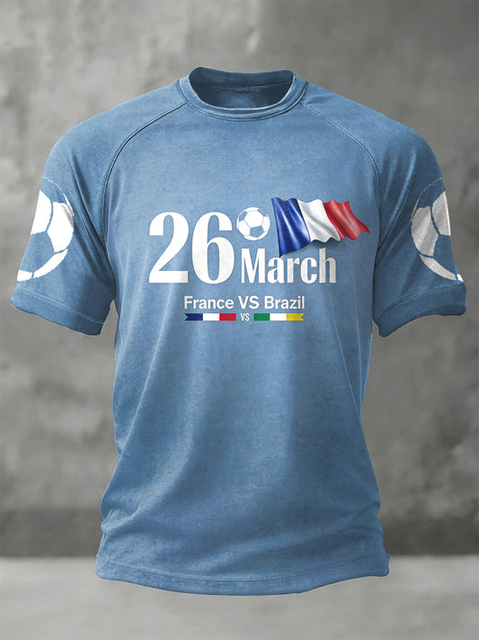T-shirt de football pour hommes France vs Brésil 2026 World Cup Print