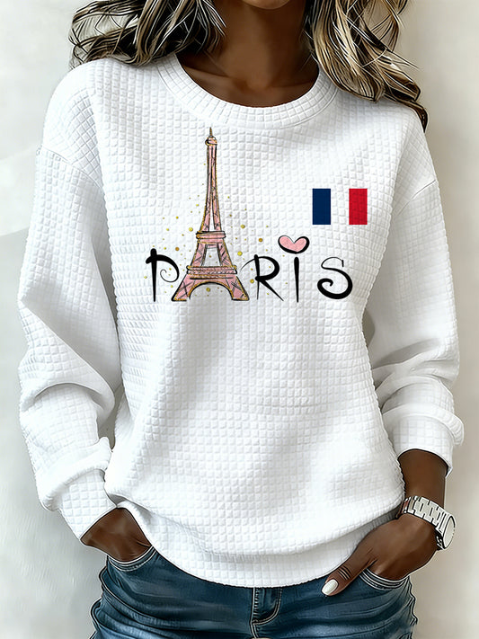 Chemise femme à manches longues avec imprimé d'inspiration française.