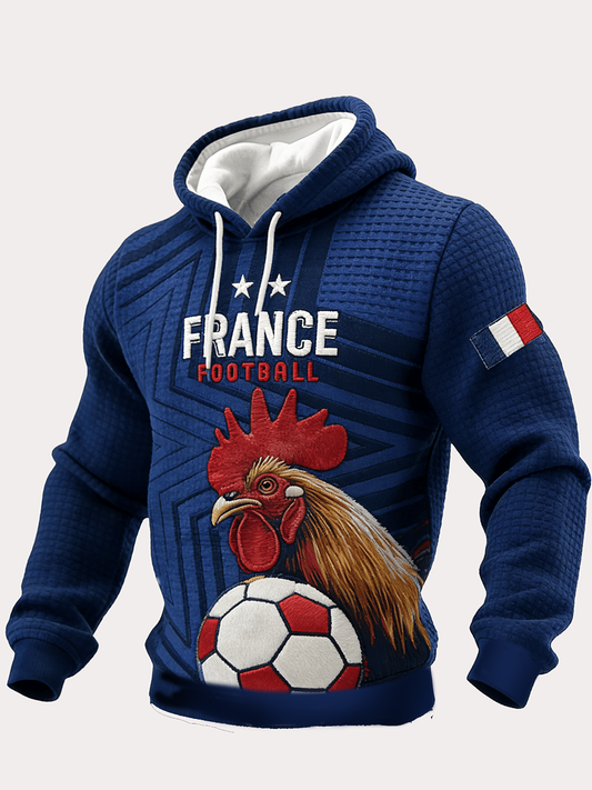 Sweat à capuche à carreaux en coton à imprimé France Football Homme