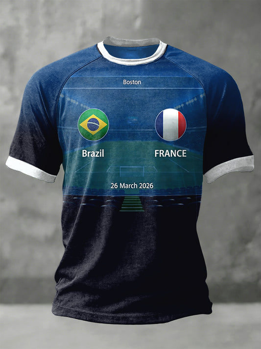 T-shirt de football imprimé Coupe du monde France 2026 pour homme