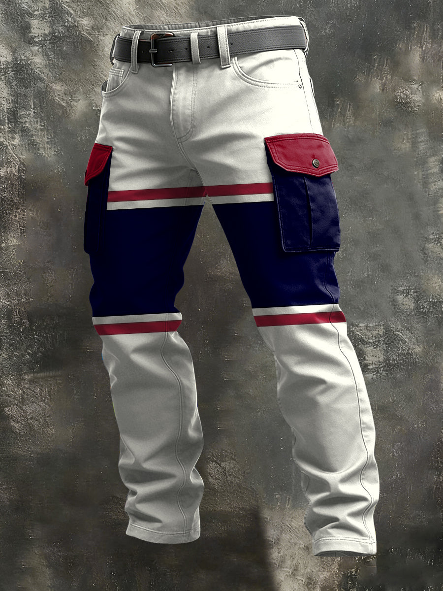 Pantalon de travail décontracté rétro à rayures françaises