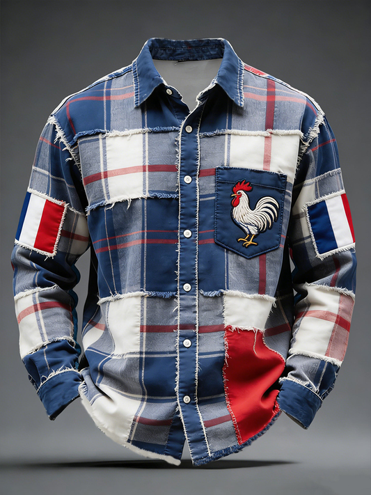 Chemise à manches longues Drapeau Français Le Coq Gaulois pour homme