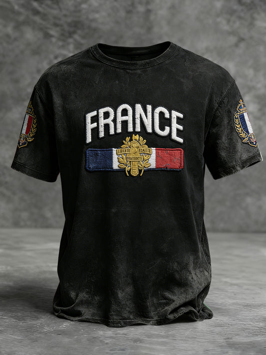 T-shirt décontracté patriotique français rétro