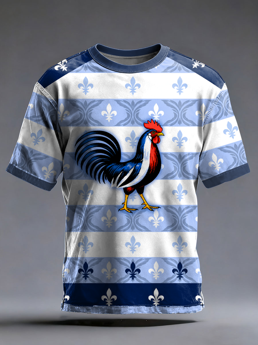 T-shirt à manches courtes Drapeau Français Le Coq Gaulois pour homme