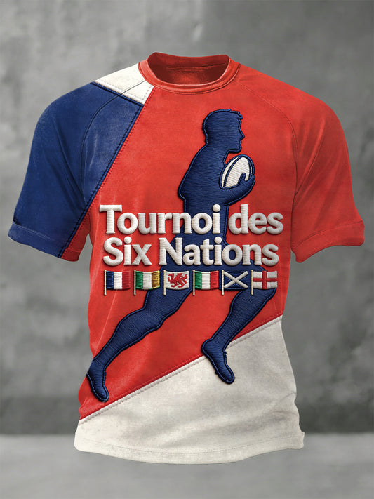 T-shirt imprimé à patchwork 2026 Rugby Championship pour homme