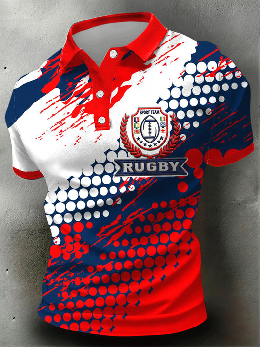 Polo de sport décontracté à imprimé French Rugby Six Nations pour homme