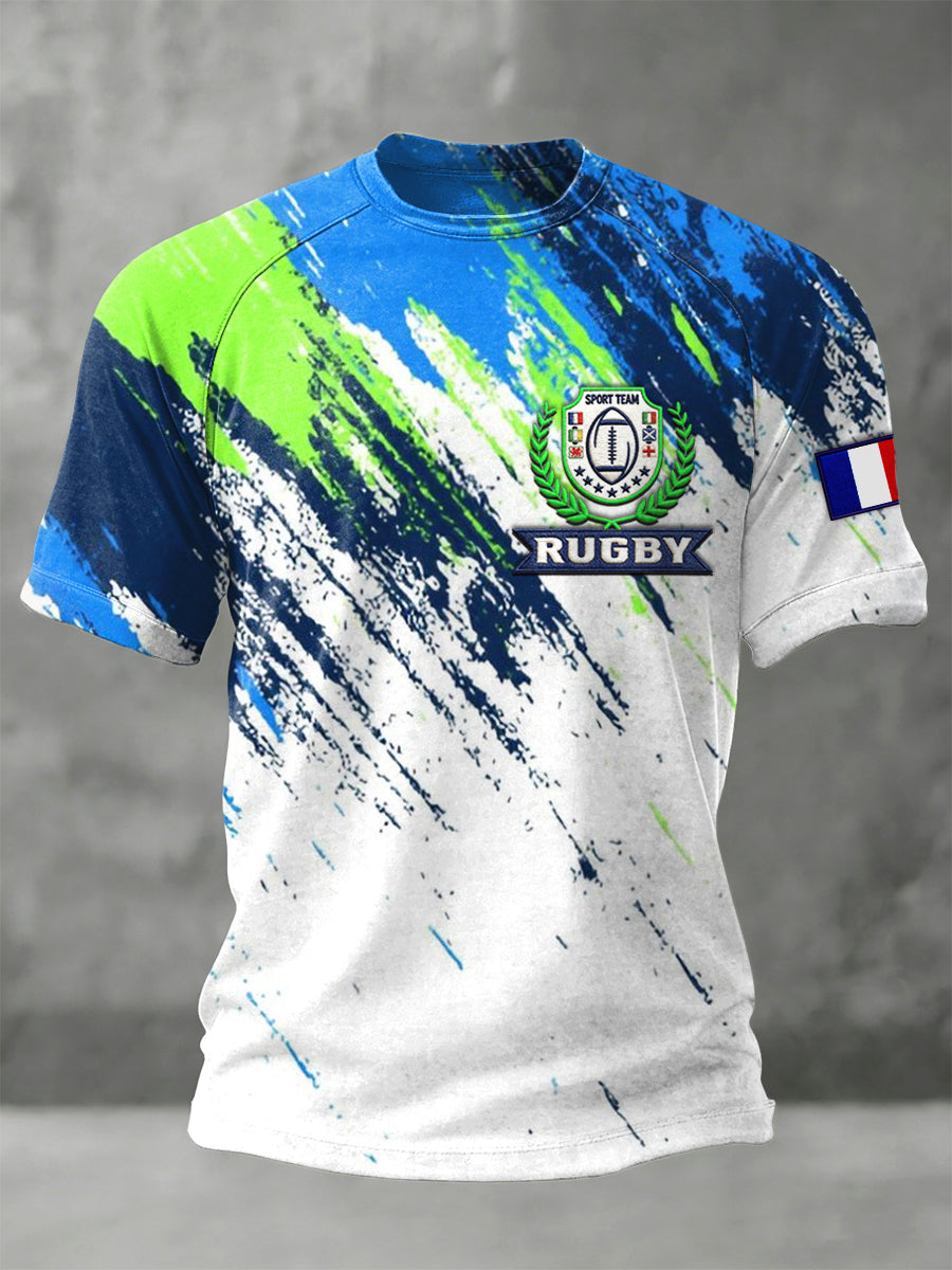 T-shirt à manches raglan en jersey pour homme French Rugby Six Nations