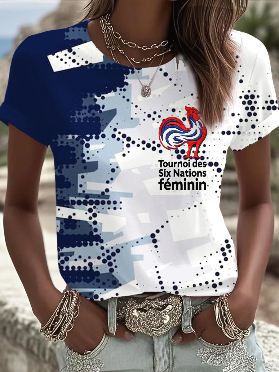T-shirt décontracté France Coq Rugby Six Nations Femme