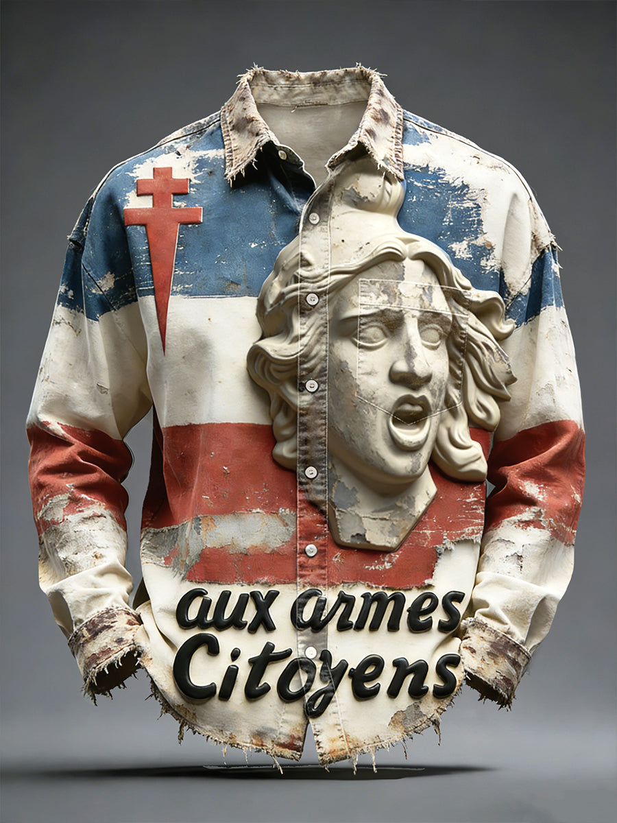 Polo Homme Français Aux Armes Citoyens Vintage Art Print à manches longues