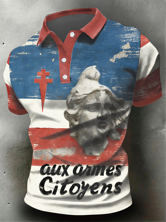 Polo à manches courtes décontracté aux Armes Citoyens aux Français pour homme