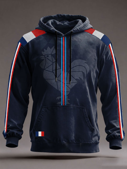 Sweat à capuche oversize à épaules dénudées avec poches France Rugby Homme