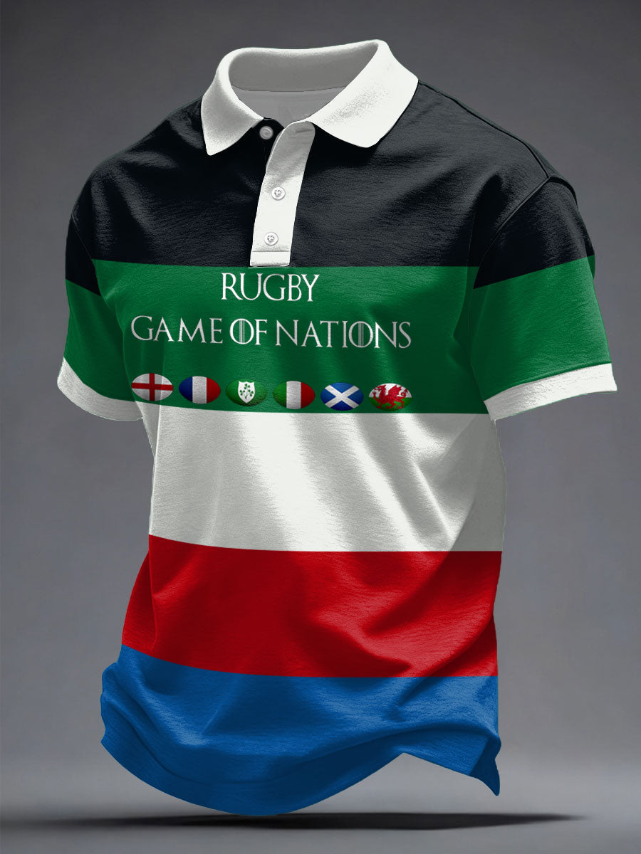 Hauts décontractés imprimés Nations of Rugby Lover pour hommes